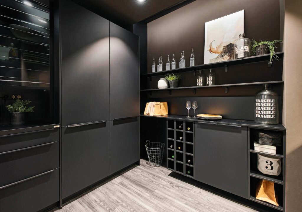 Sophisticated Open Shelving With Integrated Wine Storage